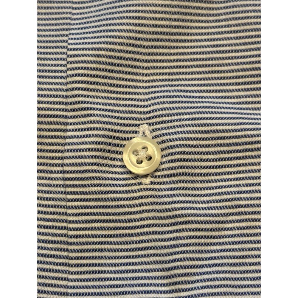 16 / 33 Gitman Bros Tailored Fit Button Up Long Sleeve Dress Shirt Blue Stripe - Picture 8 of 10